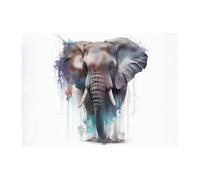 Elephant Splashart Glass Chopping Board Warren Reed - Designer Yellow One Size