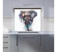 Warren Reed - Designer Premium Elephant Splashart Kitchen Splashback 6mm Toughened Glass Kitchen Splashback - Heat Resistant Splashback for Kitchens, Perfect for Cookers and Hobs, Polished Edges
