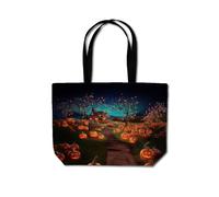 Warren Reed - Designer Enchanted Hallowen Pumpkin Patch Beach Shopper Tote Bag in Orange Warren Reed - Designer Orange