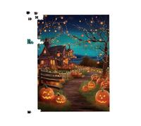 Warren Reed - Designer Enchanted Hallowen Pumpkin Patch Jigsaw Puzzle in Orange | Size: 1000 Pieces Warren Reed - Designer Orange 1000 Pieces