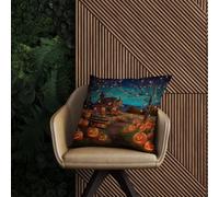 Warren Reed - Designer Enchanted Hallowen Pumpkin Patch Outdoor Cushion in Orange | Size: 60 cm x 60 cm Warren Reed - Designer Orange 60 cm x 60 cm