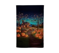 Warren Reed - Designer Enchanted Hallowen Pumpkin Patch Tea Towel in Orange Warren Reed - Designer Orange