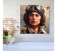 Warren Reed - Designer Female Pilot Canvas | Size: w10 inch x h10 inch Warren Reed - Designer Multicolor w10 inch x h10 inch