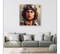 Warren Reed - Designer Female Pilot Canvas | Size: w40 inch x h40 inch Warren Reed - Designer Multicolor w40 inch x h40 inch