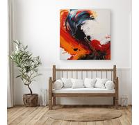 Warren Reed - Designer Fiery Waves: Abstract Motion Canvas | Size: W30" x H30" Warren Reed - Designer Multicolor W30" x H30"