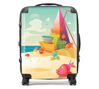 Fish On A Beach Holiday Suitcase Warren Reed - Designer Yellow Large