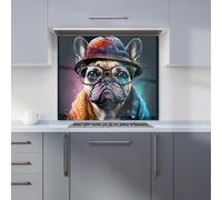Warren Reed - Designer French Bulldog Dog Splashart Kitchen Splashback | Size: 600mm x 600mm Warren Reed - Designer Multicolor 600mm x 600mm