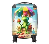 Frog On A Beach Holiday Suitcase Warren Reed - Designer Yellow Small