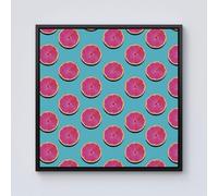 Warren Reed - Designer Fruity Pattern Of Pink Grapefruit Framed Canvas in Black | Size: w40 inch x h40 inch Warren Reed - Designer Black w40 inch x h40 inch