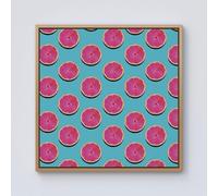 Warren Reed - Designer Fruity Pattern Of Pink Grapefruit Framed Canvas in Light Brown | Size: W30" x H30" Warren Reed - Designer Light Brown W30" x H30"