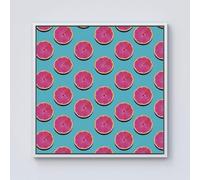 Warren Reed - Designer Fruity Pattern Of Pink Grapefruit Framed Canvas in Off-White | Size: w10 inch x h10 inch Warren Reed - Designer Off-White w10 inch x h10 inch