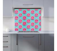 Warren Reed Designer Fruity Pattern Of Pink Grapefruit Premium Glass Kitchen Splashback W700mm X H750mm