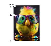 Warren Reed - Designer Funky Easter Chick With Glasses Jigsaw Puzzle | Size: 500 Piece Warren Reed - Designer Multicolor 500 Piece