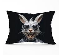 Warren Reed - Designer Funky Rabbit Face Cushions in Grey | Size: 45 cm x 45 cm Warren Reed - Designer Grey 45 cm x 45 cm