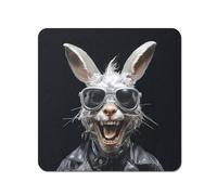 Warren Reed - Designer Funky Rabbit Face With Glasses Coasters - Set of 4 in Grey Warren Reed - Designer Grey