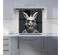 Warren Reed - Designer Funky Rabbit Face With Glasses Kitchen Splashback - W600mm x H600mm