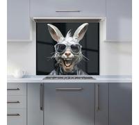 Warren Reed - Designer Funky Rabbit Face With Glasses Kitchen Splashback - W600mm x H650mm