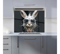 Warren Reed - Designer Funky Rabbit Face With Glasses Kitchen Splashback - W900mm x H650mm