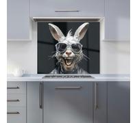 Warren Reed - Designer Funky Rabbit Face With Glasses Kitchen Splashback - W900mm x H750mm