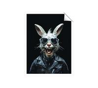 Warren Reed - Designer Funky Rabbit Face With Glasses Unframed Art Print | Size: W12" x H16" Warren Reed - Designer Multicolor W12" x H16"
