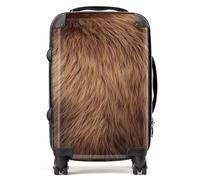 Warren Reed - Designer Furry Brown Bear Suitcase - Lightweight Hard Case, TSA Lock, 4 Spinner Wheels