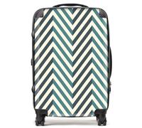 Warren Reed - Designer Geometric Herringbone Chevron Blues Suitcase - Lightweight Hard Case, TSA Lock, 4 Spinner Wheels