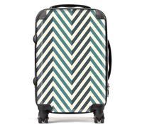 Warren Reed - Designer Geometric Herringbone Chevron Blues Suitcase - Lightweight Hard Case, TSA Lock, 4 Spinner Wheels
