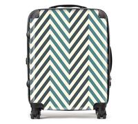 Warren Reed - Designer Geometric Herringbone Chevron Blues Suitcase - Lightweight Hard Case, TSA Lock, 4 Spinner Wheels
