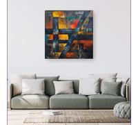 Warren Reed - Designer Geometric Interplay: Abstract Patterns Canvas | Size: w40 inch x h40 inch Warren Reed - Designer Multicolor w40 inch x h40 inch