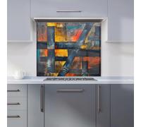 Warren Reed - Designer Geometric Interplay: Abstract Patterns Kitchen Splashback | Size: 600mm x 650mm Warren Reed - Designer Multicolor 600mm x 650mm