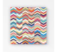 Warren Reed - Designer Geometric Multi Colored Chevron Pattern Canvas in Red | Size: w40 inch x h40 inch Warren Reed - Designer Red w40 inch x h40 inch