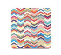Warren Reed - Designer Geometric Multi Colored Chevron Pattern Coasters - Set of 4 in Red Warren Reed - Designer Red