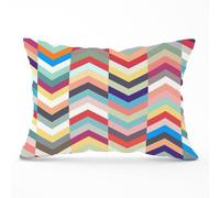 Warren Reed - Designer Geometric Multi Colored Chevron Pattern Cushions in Red | Size: 33 cm x 48 cm Warren Reed - Designer Red 33 cm x 48 cm