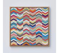 Warren Reed - Designer Geometric Multi Colored Chevron Pattern Framed Canvas in Light Brown | Size: W16" x H16" Warren Reed - Designer Light Brown W16" x H16"