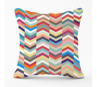 Warren Reed - Designer Geometric Multi Colored Chevron Pattern Outdoor Cushion in Red | Size: 60 cm x 60 cm Warren Reed - Designer Red 60 cm x 60 cm