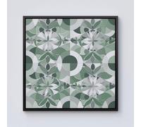 Warren Reed - Designer Geometric Pastel Green Framed Canvas in Black | Size: w10 inch x h10 inch Warren Reed - Designer Black w10 inch x h10 inch