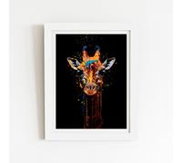 Warren Reed - Designer Giraffe Face Splashart Framed Art Print in White | Size: W12" x H16" Warren Reed - Designer White W12" x H16"