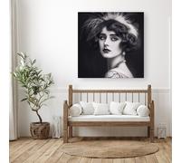 Warren Reed - Designer Glamorous Edwardian Showgirl Canvas in Black | Size: W30" x H30" Warren Reed - Designer Black W30" x H30"