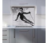 Warren Reed - Designer Glamorous Slopes of the 60s Kitchen Splashback in Black | Size: 600mm x 750mm Warren Reed - Designer Black 600mm x 750mm