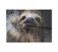 Warren Reed - Designer Gleeful Sloth Splashart Chopping Board, Multi