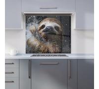 Warren Reed - Designer Gleeful Sloth Splashart Kitchen Splashback W700Mm X H650Mm, Multi