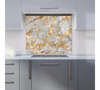 Warren Reed - Designer Premium Gold Quartz Effect Kitchen Splashback 6mm Toughened Glass Kitchen Splashback - Heat Resistant Splashback for Kitchens, Perfect for Cookers and Hobs, Polished Edges