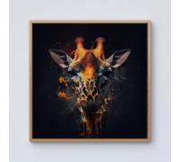 Warren Reed - Designer Golden Giraffe Face Splashart Framed Canvas in Light Brown | Size: w10 inch x h10 inch Warren Reed - Designer Light Brown w10 inch x h10 inch
