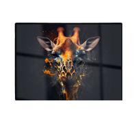 Golden Giraffe Face Splashart Glass Chopping Board Warren Reed - Designer Yellow One Size