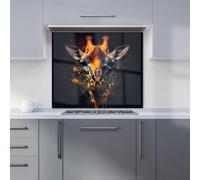Warren Reed - Designer Golden Giraffe Face Splashart Kitchen Splashback W600Mm X H600Mm, Multi