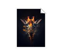Warren Reed - Designer Golden Giraffe Face Splashart Unframed Art Print | Size: W16" x H24" Warren Reed - Designer Multicolor W16" x H24"