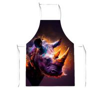 Warren Reed - Designer Golden Rhino Face Splashart Apron in Grey Warren Reed - Designer Grey