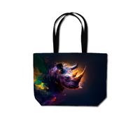 Warren Reed - Designer Golden Rhino Face Splashart Beach Shopper Tote Bag in Grey Warren Reed - Designer Grey