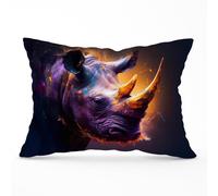 Warren Reed - Designer Golden Rhino Face Splashart Cushions in Grey | Size: 45 cm x 45 cm Warren Reed - Designer Grey 45 cm x 45 cm