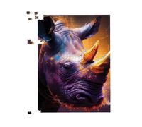 Warren Reed - Designer Golden Rhino Face Splashart Jigsaw Puzzle in Grey | Size: 1000 Pieces Warren Reed - Designer Grey 1000 Pieces